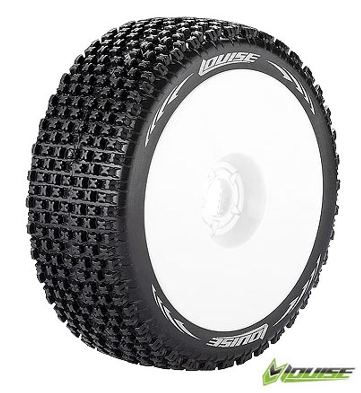 Dekk og Felg B-PIRATE 1/8 Buggy Soft Hvit DiskFelg  (2)