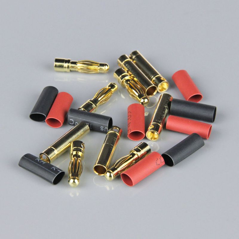 RDNAC010090 - 4.0mm Gold Connectors Incl Heat Shrink 5par