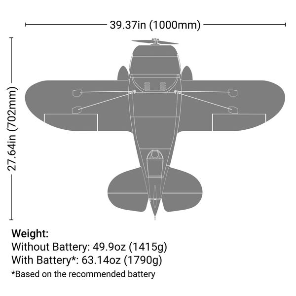 Eflite - Gee Bee R-2 1.0m BNF Basic with AS3X+ and SAFE Select