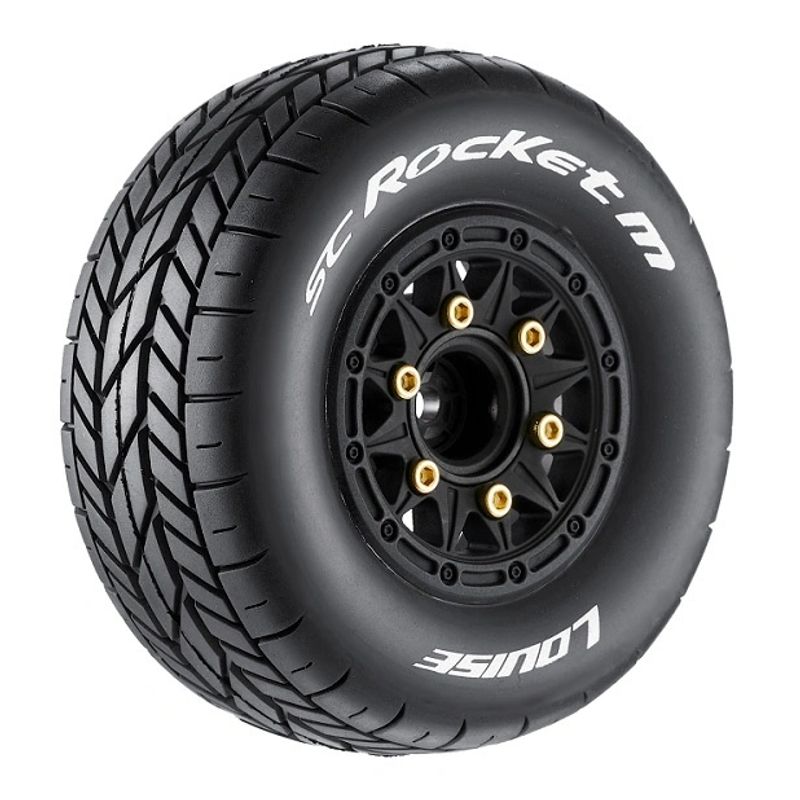 Louise SC-ROCKET M 1/10 Short Course & Rally Tires on Black Wheel (2)