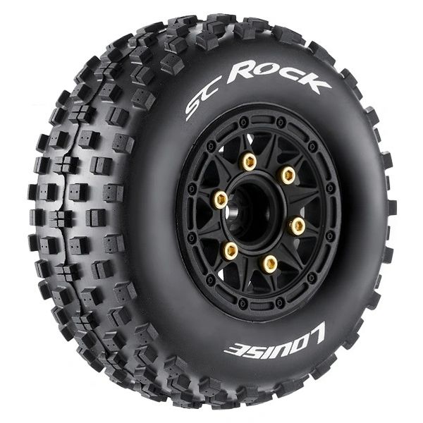 Louise SC-ROCK 1/10 Short Course & Rally Tires on Black Wheel (2)