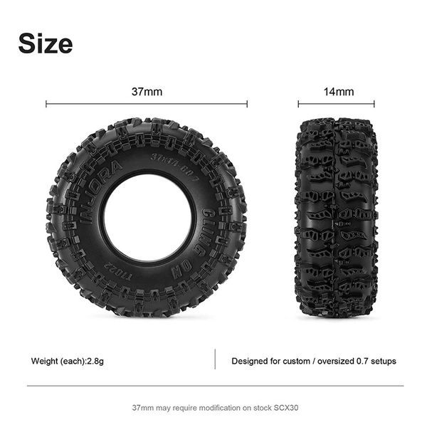 INJORA 0.7" 37*14mm Cling On Tires for 1/30 SCX30 (T7022) (4)