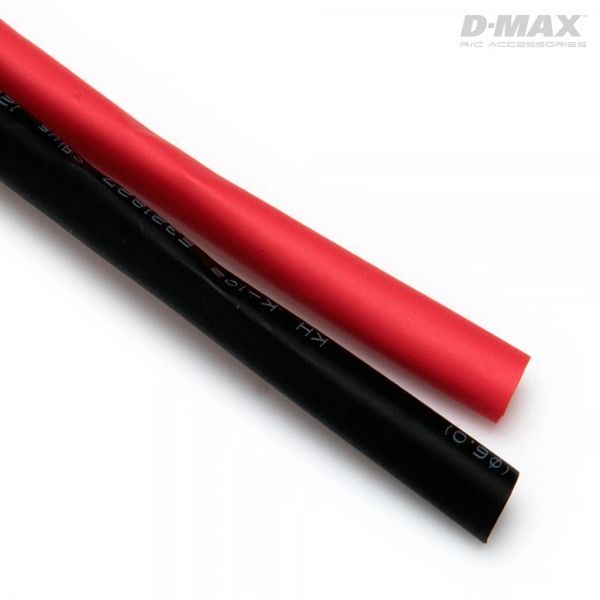 Krympeplast/Slange D-Max 6mm - 2meter (1xRød/1xSort)