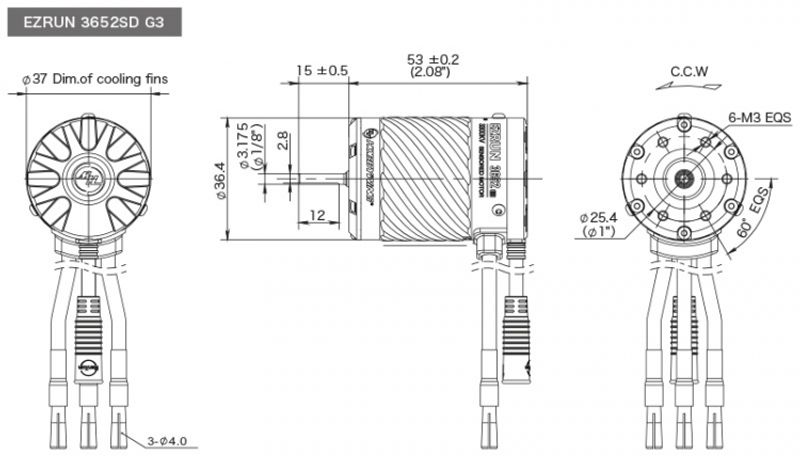 Hobbywing Ezrun 3652 Sensor Motor G3 3300KV 3.175mm Aksel (1)