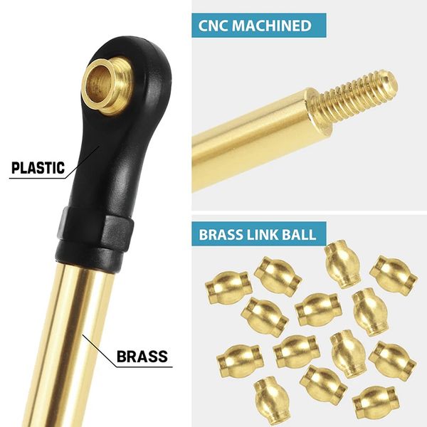 INJORA 8PCS Brass High Clearance Links Set for 1/18 TRX4M Defender-Bronco